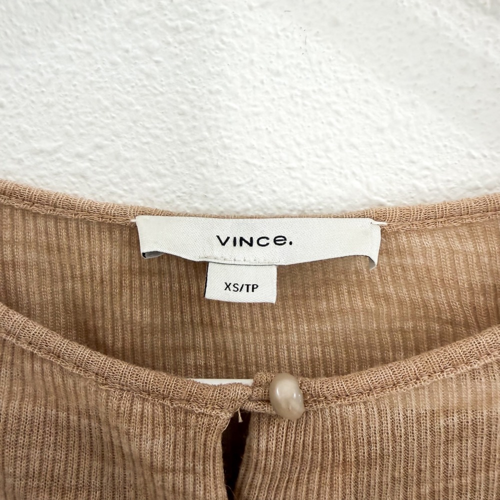 Vince Sheer Merino Wool Blend Boho Old Money Long Sleeve TShirt Tank XS - Picture 5 of 6